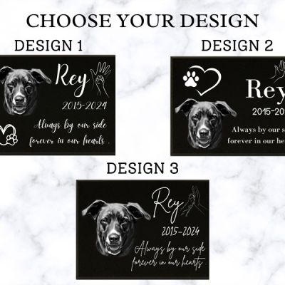 Personalized Dog Memorial Headstones With Portrait Engraved On Premium Black Granite