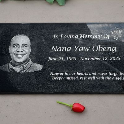 Personalized Portrait Memorial Headstone Marker Engraved On Premium Black Granite