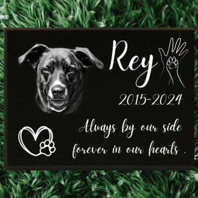 Personalized Dog Memorial Headstones With Portrait Engraved On Premium Black Granite